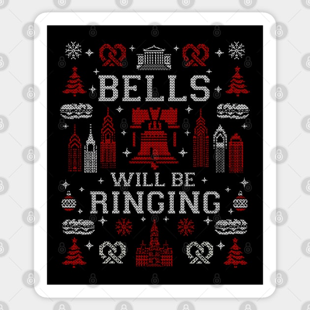 Philadelphia Bells Will Be Ringing Philly Fan Ugly Christmas Sweater Party Sticker by TeeCreations